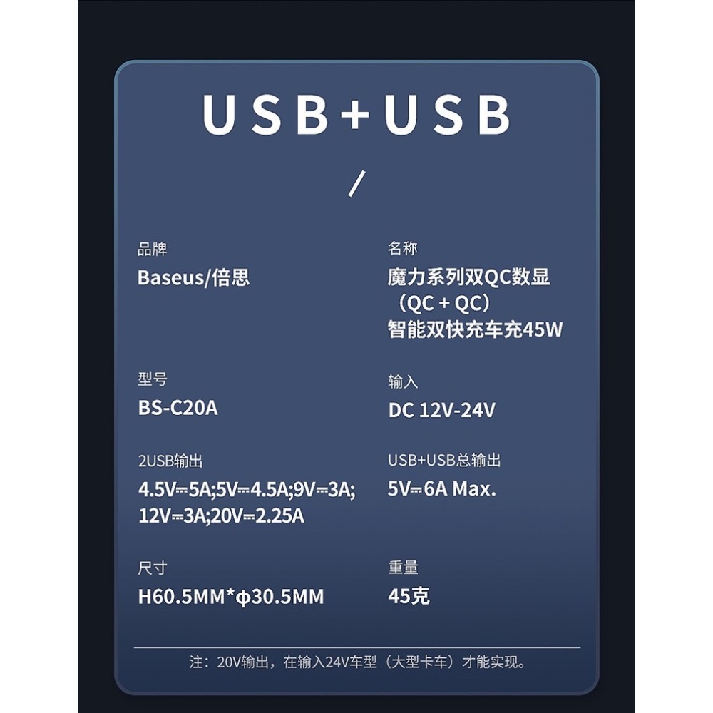 【QIUPAPA】倍思 魔力系列QC PPS 雙USB數顯智能車充 PD快充 車用車充 點煙器 USB車充 智能顯示-細節圖2