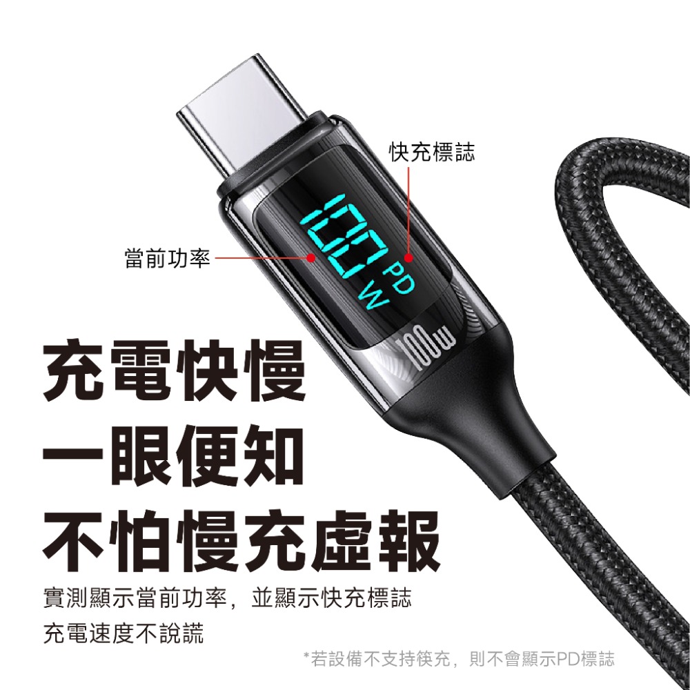 【QIUPAPA】數顯充電傳輸線 PD快充100W Type-C 傳輸線 Lightning USB iphone充電線-細節圖6