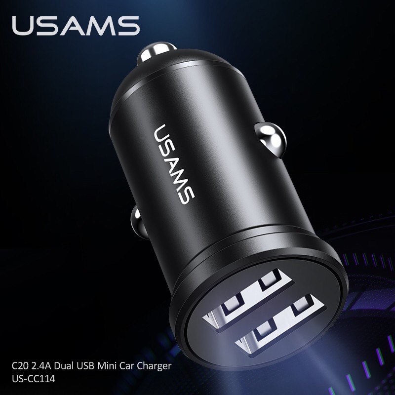 迷你隱形車充 2.4A 雙USB USAMS-細節圖3