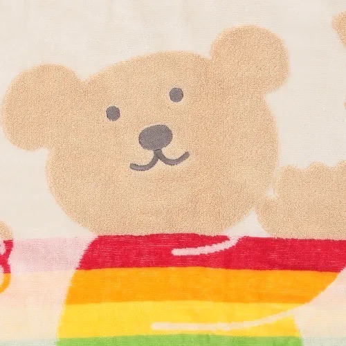 預購 🇯🇵日本進口 彩虹熊浴巾-彩虹音符🎵 日本製 Rainbow bear純綿吸水今治浴巾 60*120cm-細節圖3