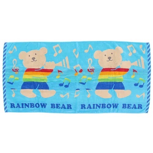 預購 🇯🇵日本進口 彩虹熊浴巾-彩虹音符🎵 日本製 Rainbow bear純綿吸水今治浴巾 60*120cm-規格圖7
