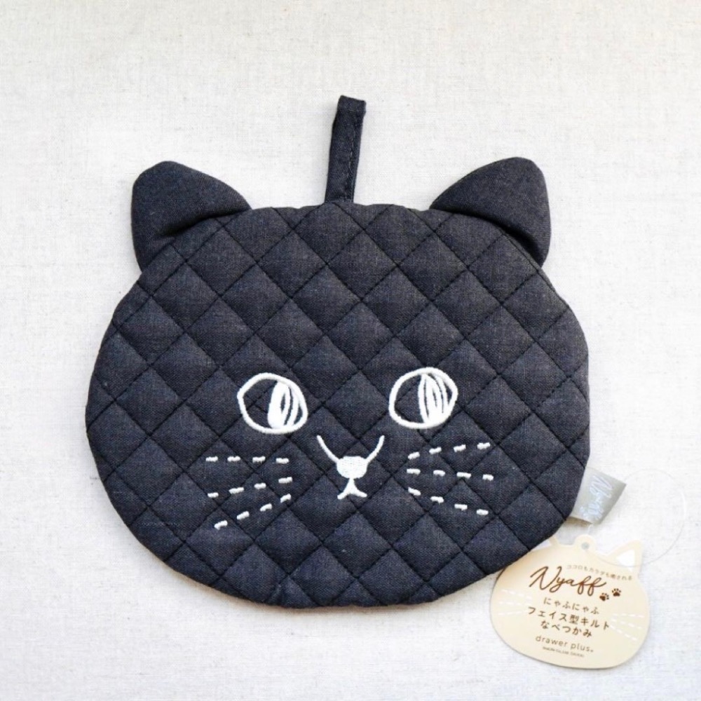 預購 🇯🇵 日本進口 貓咪2way隔熱墊同色2入組 Nyaff 貓臉絎縫 隔熱手套墊  隔熱手套-細節圖3