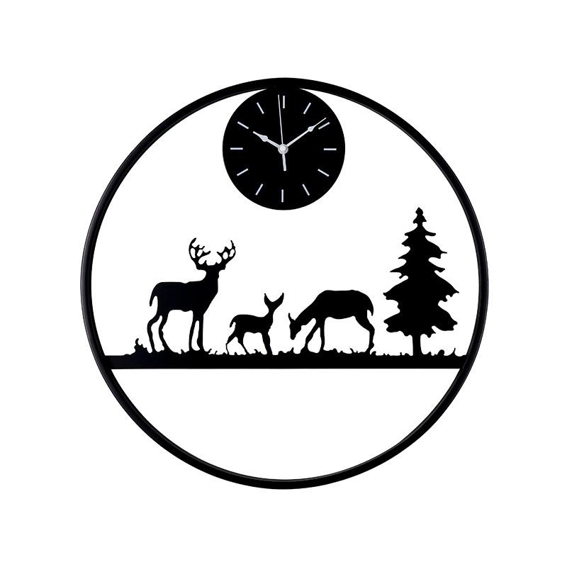 Space幸福空間- 創意時尚鹿頭時鍾家用掛鐘-細節圖2