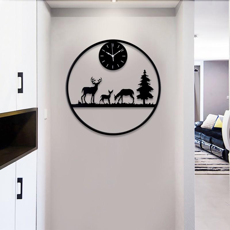 Space幸福空間- 創意時尚鹿頭時鍾家用掛鐘-細節圖3