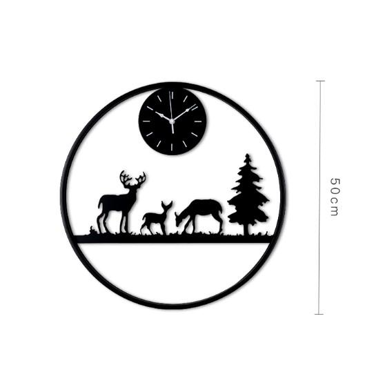 Space幸福空間- 創意時尚鹿頭時鍾家用掛鐘-細節圖4