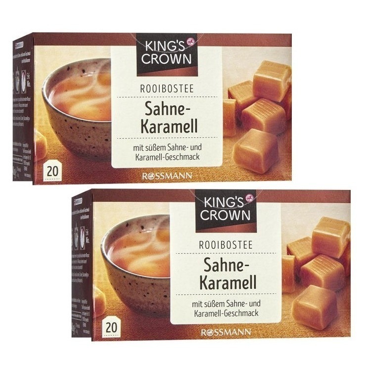 德國 KING＇S CROWN Rooibostee 國寶茶 奶油焦糖 20小包 無咖啡因 (2盒)