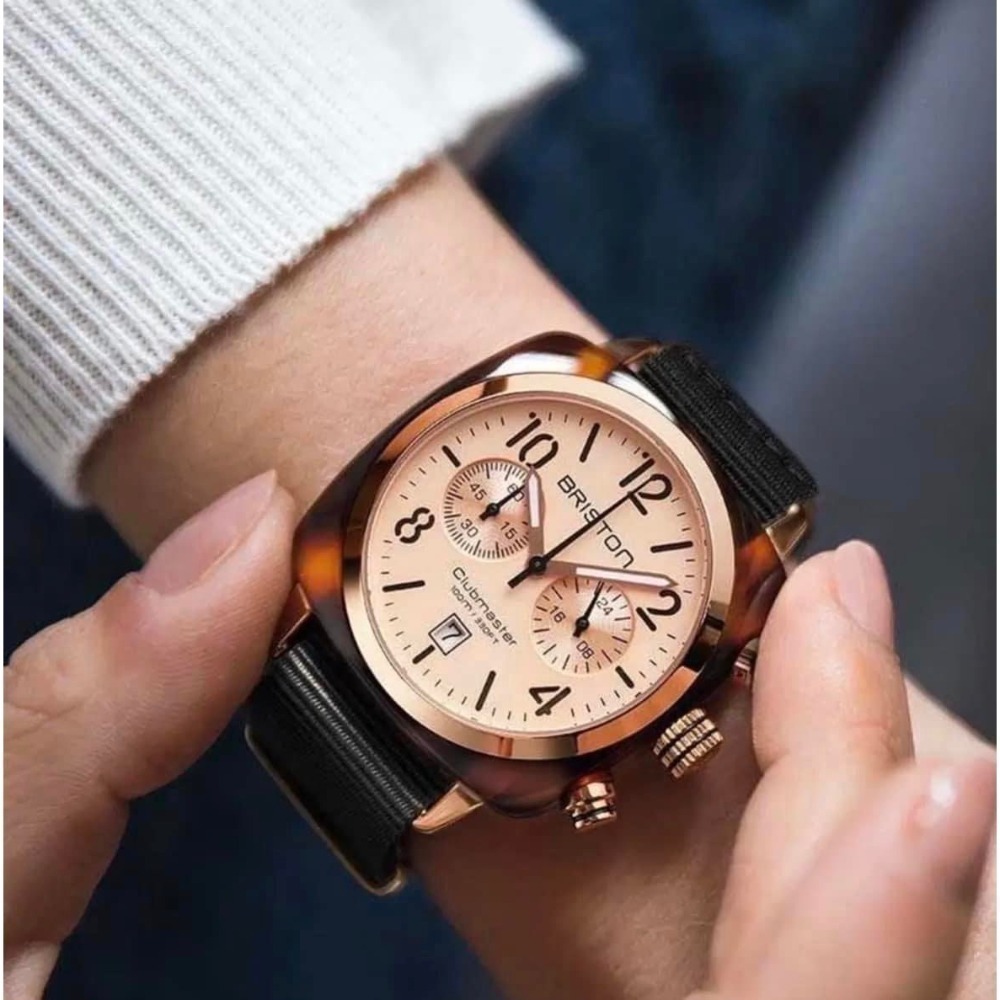 法國🇫🇷【Briston】方糖 BRISTON CLUBMASTER 經典 雙眼 計時 腕錶 手錶 配件-細節圖5