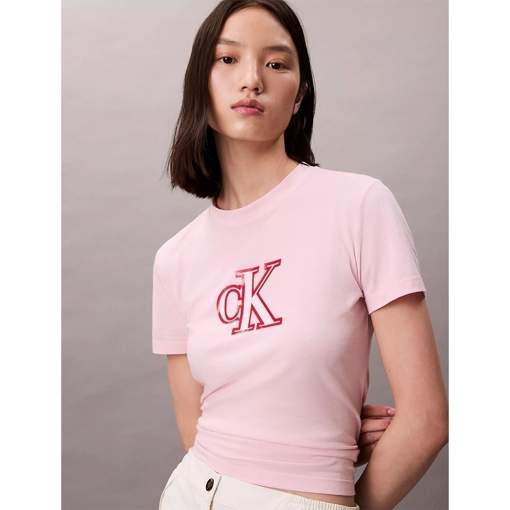 【CK】腰身 短袖 上衣 粉/綠-規格圖5