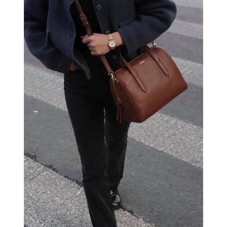 每次都大爆賣🔥【Fossil】 Sydney 輕量 真皮 兩用 手提 斜背包 側背包 波士頓包-細節圖2