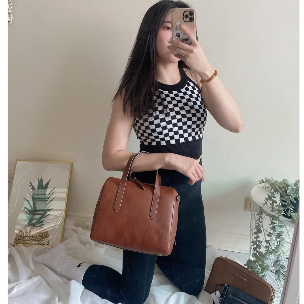 每次都大爆賣🔥【Fossil】 Sydney 輕量 真皮 兩用 手提 斜背包 側背包 波士頓包-細節圖3