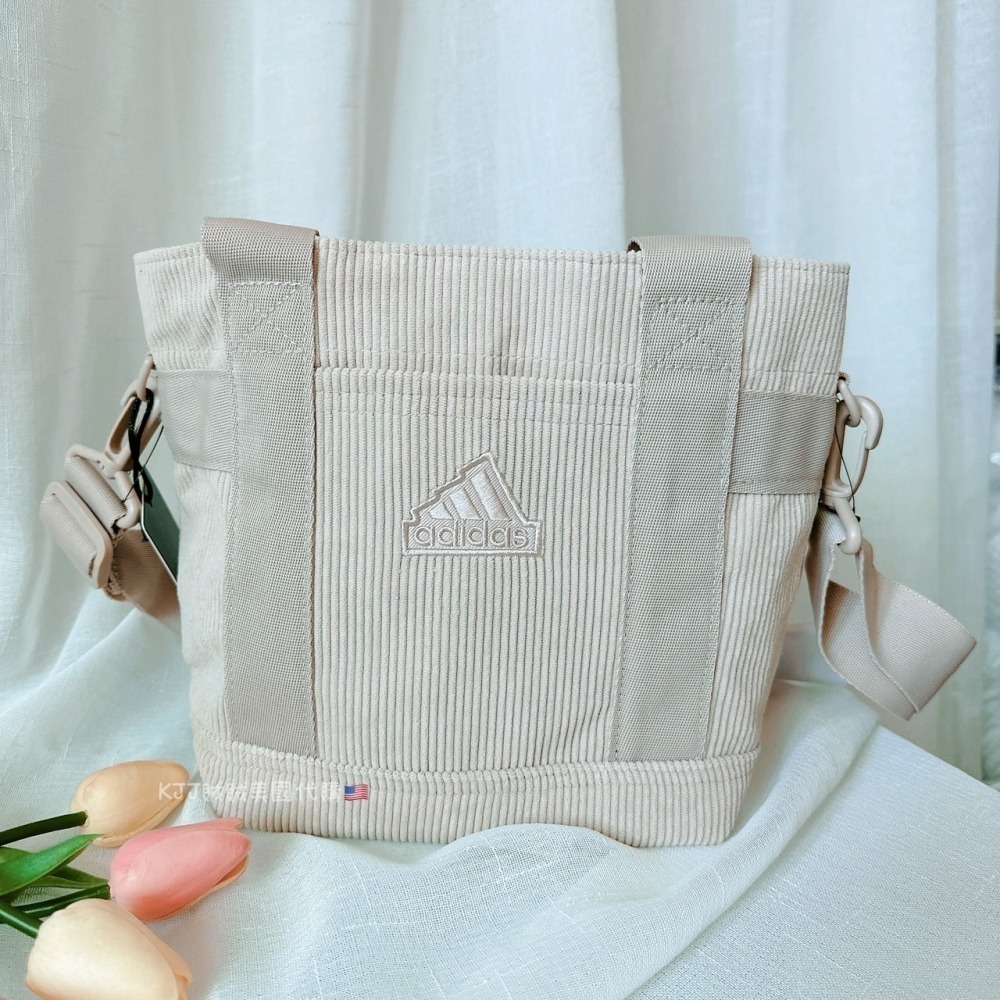 【愛迪達】 厚帆布/燈芯絨 斜背 小托特 包包-細節圖11