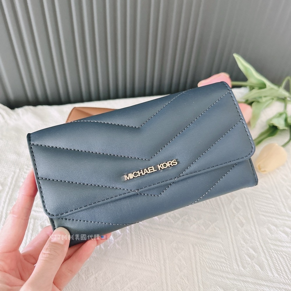 【MICHAEL KORS】MK 中長夾 手掛式 手腕/壓紋 信封 / 山形紋 長夾 皮夾-細節圖6