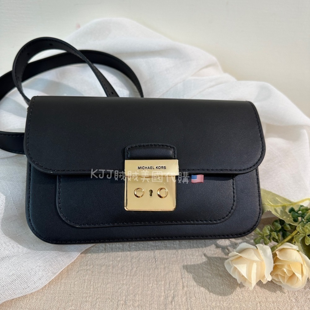 【MICHAEL KORS】MK 金牌 壓釦 牛皮革 腰包 胸包 包包-細節圖3