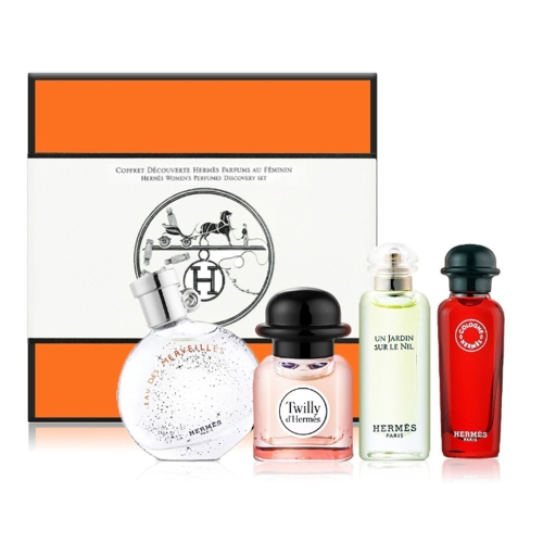 【HERMES】愛馬仕 小香 香水 禮盒 四入組 7.5ml*4支 (絲巾+尼羅河花園+橘彩星光+緋紅火參)