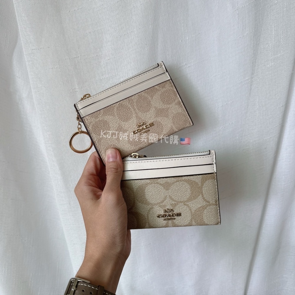 【Coach】 PVC 皮革 防刮 老花 扁扁 鑰匙 零錢包 包包-細節圖4