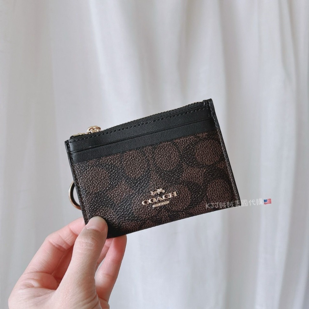 【Coach】 PVC 皮革 防刮 老花 扁扁 鑰匙 零錢包 包包-規格圖8