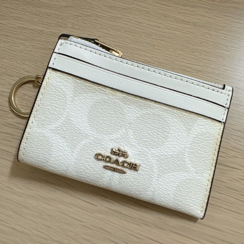 【Coach】 PVC 皮革 防刮 老花 扁扁 鑰匙 零錢包 包包-規格圖8