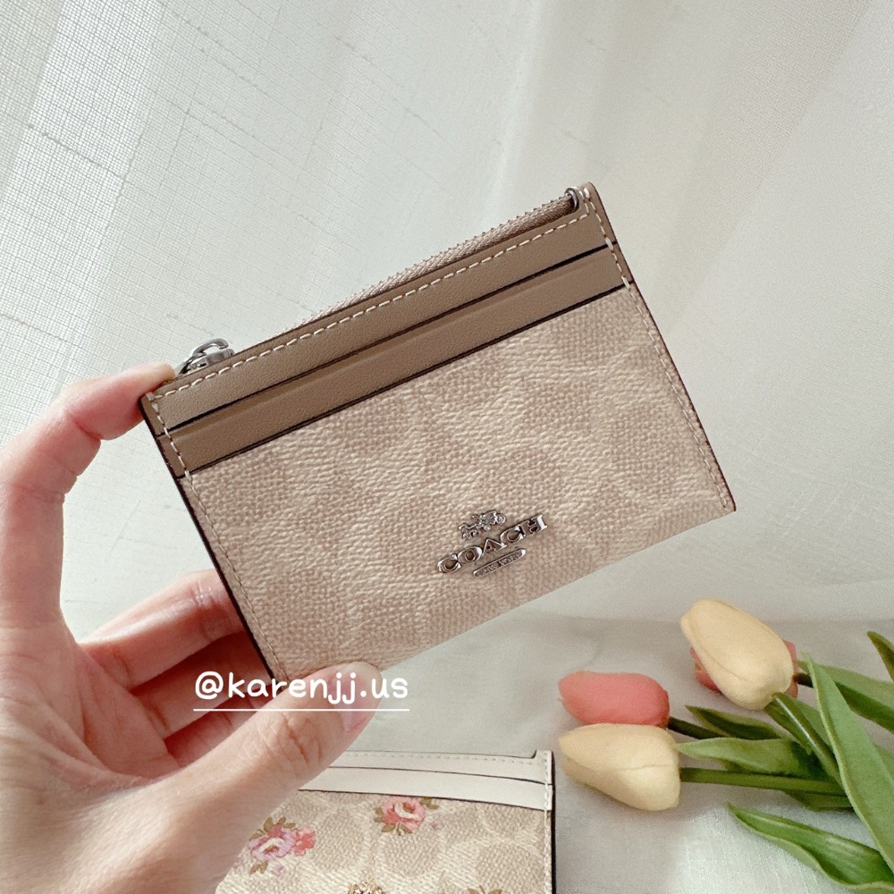 【Coach】 PVC 皮革 防刮 老花 扁扁 鑰匙 零錢包 包包-規格圖8