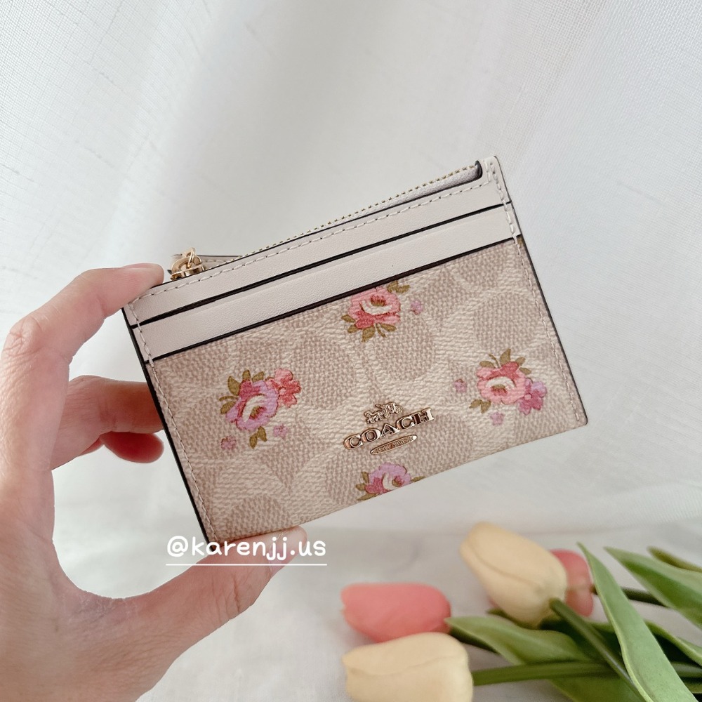 【Coach】 PVC 皮革 防刮 老花 扁扁 鑰匙 零錢包 包包-規格圖8