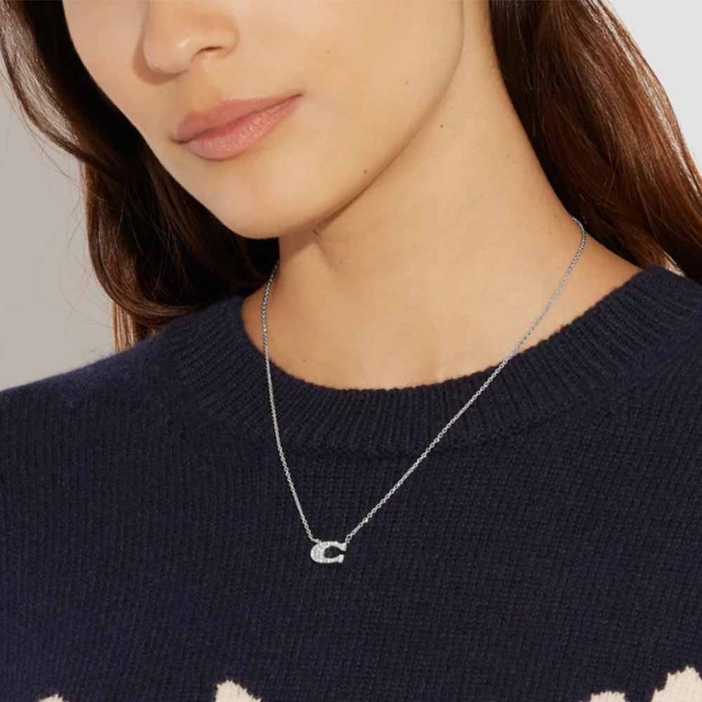 【Coach】 LOGO 字母 滿鑽 耳針 耳環 項鍊 飾品-細節圖3