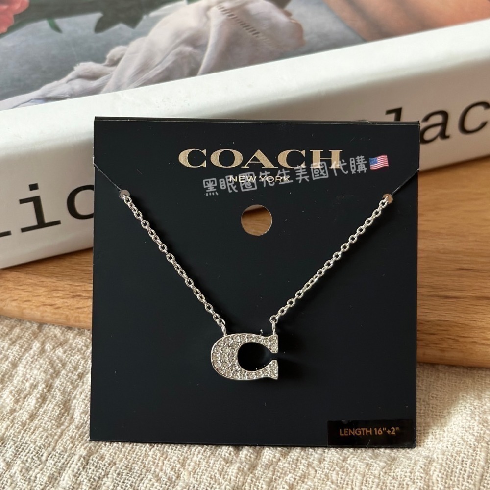 【Coach】 LOGO 字母 滿鑽 耳針 耳環 項鍊 飾品-細節圖9
