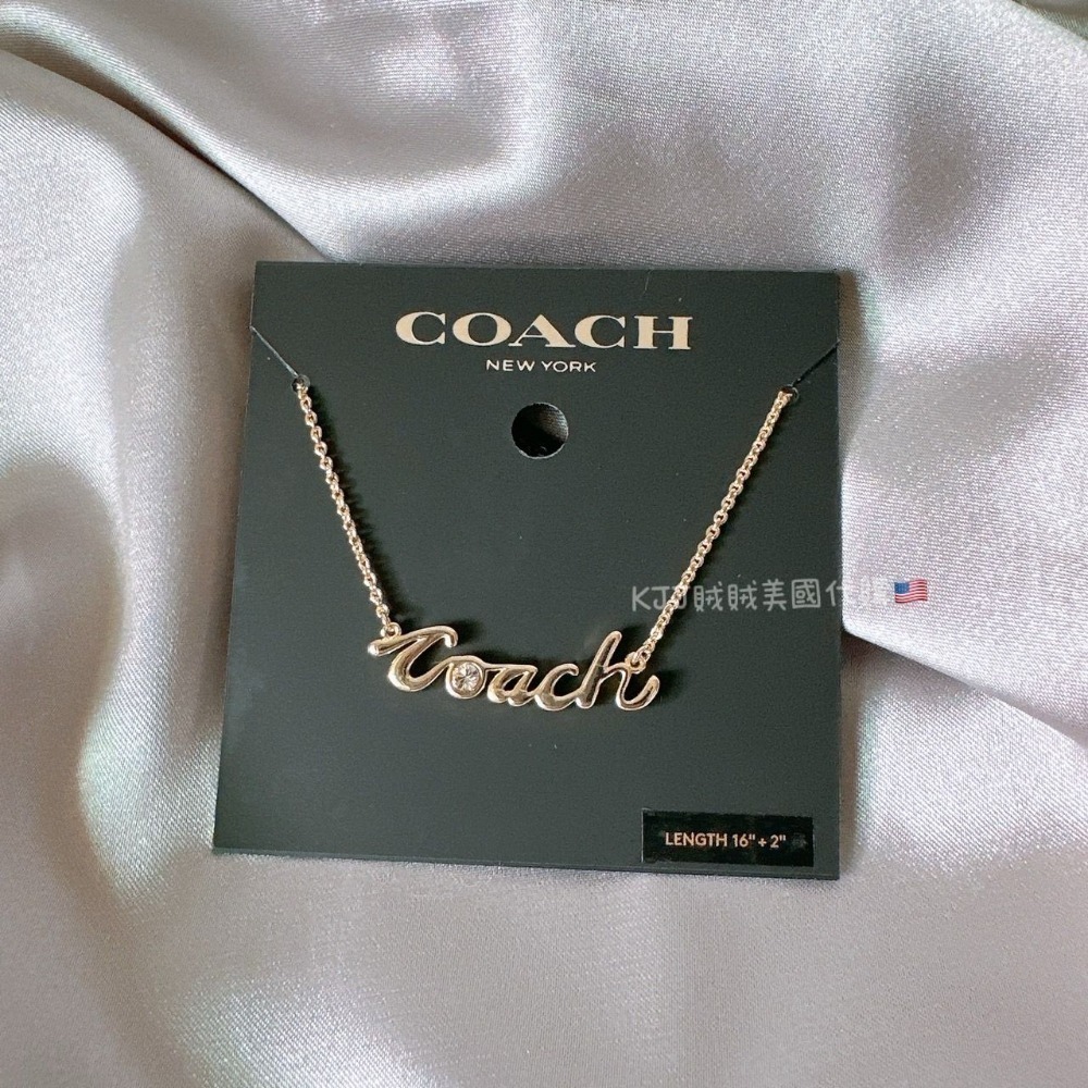 【Coach】 LOGO 字母 滿鑽 耳針 耳環 項鍊 飾品-細節圖4