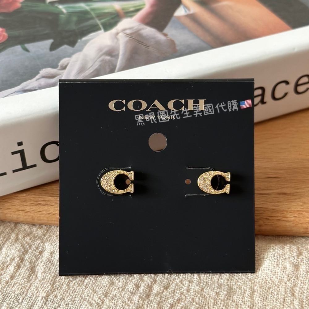 【Coach】 LOGO 字母 滿鑽 耳針 耳環 項鍊 飾品-細節圖5