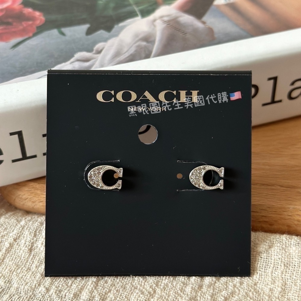 【Coach】 LOGO 字母 滿鑽 耳針 耳環 項鍊 飾品-細節圖6