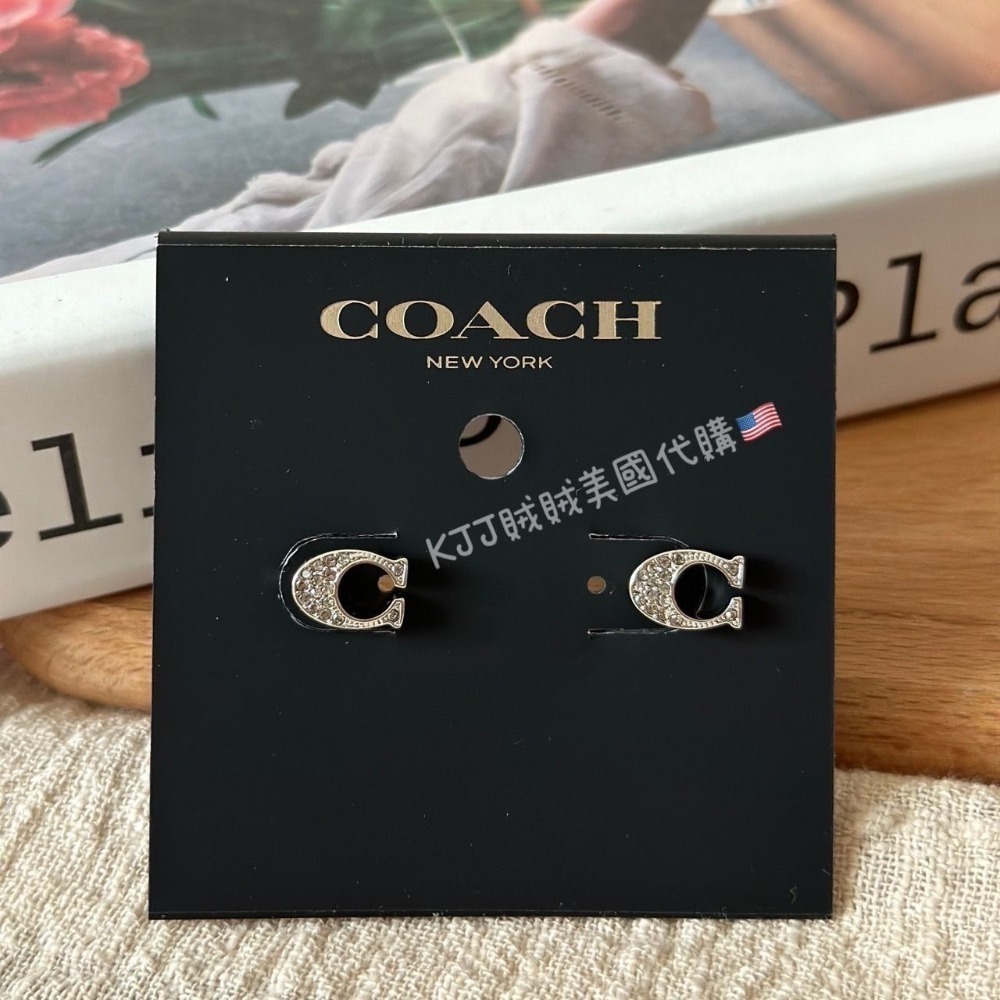 【Coach】 LOGO 字母 滿鑽 耳針 耳環 項鍊 飾品-規格圖9