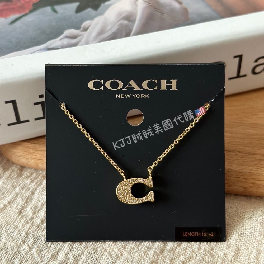 【Coach】 LOGO 字母 滿鑽 耳針 耳環 項鍊 飾品-規格圖9