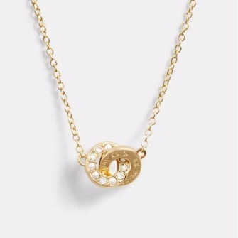 【Coach】 LOGO 字母 滿鑽 耳針 耳環 項鍊 飾品-規格圖6