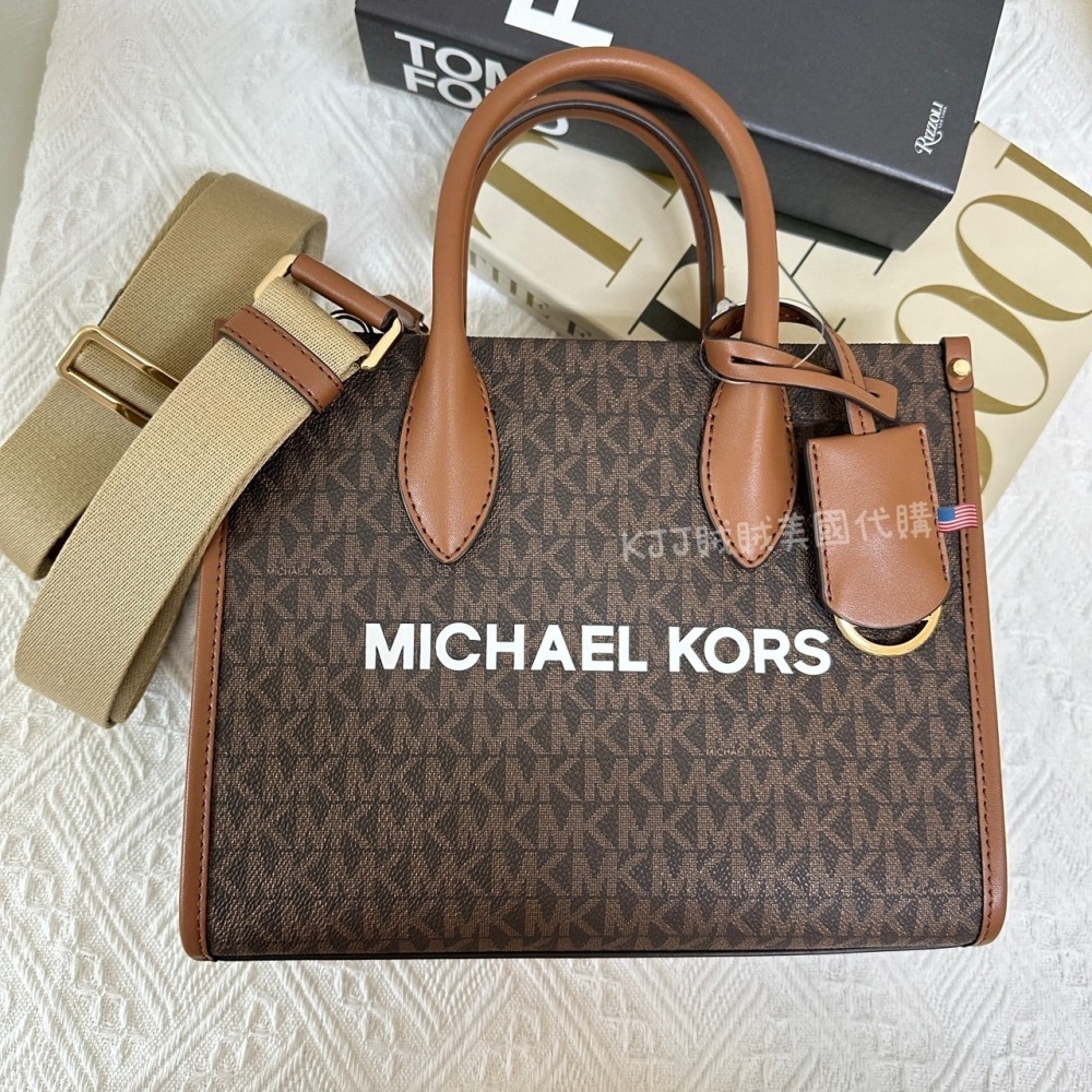 【MICHAEL KORS】MK MIRELLA 側背 手拿 兩用 滿版 托特 包包-細節圖4