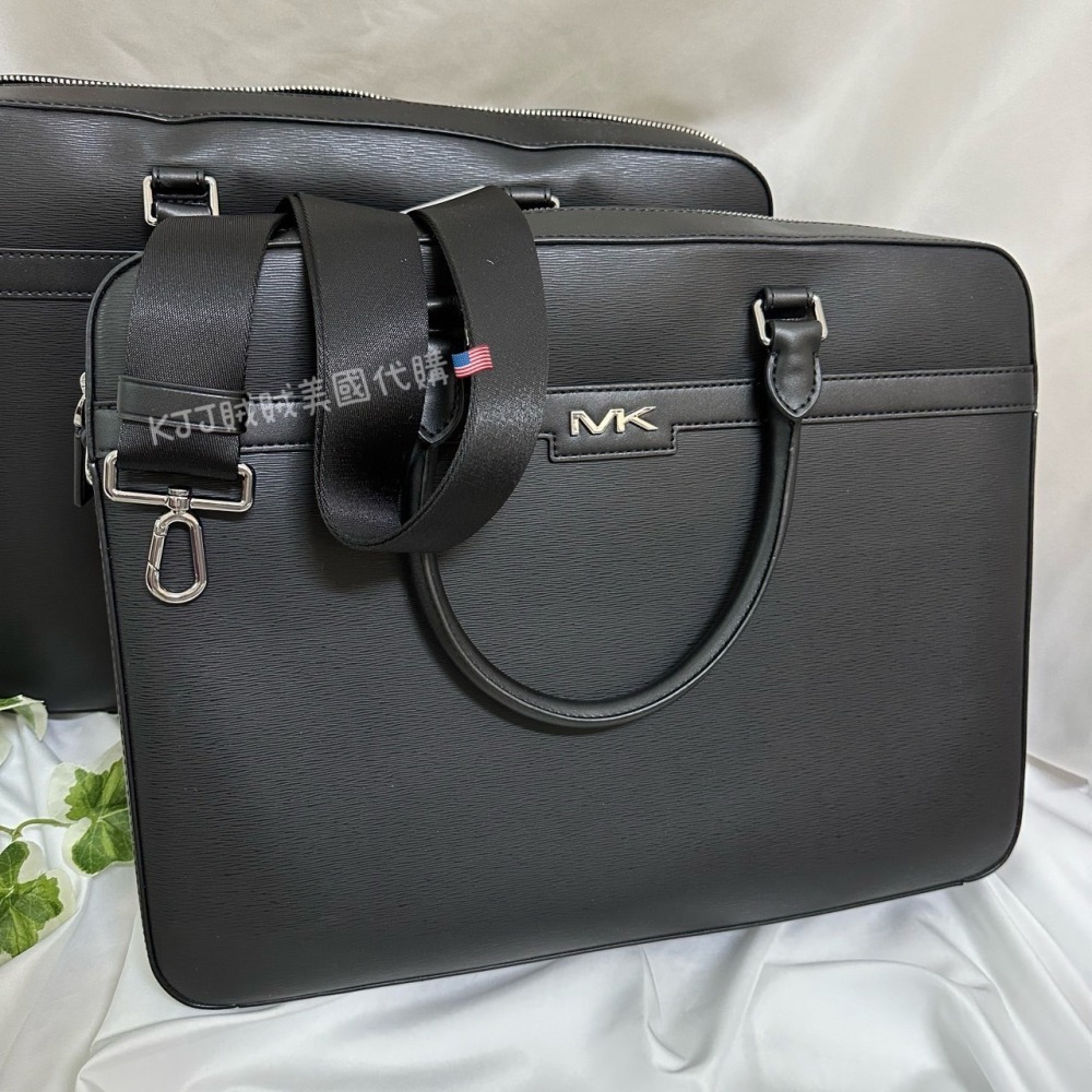 【MICHAEL KORS】MK 水波紋 防刮 皮革 手提 斜背 兩用 電腦 公事包 包包-細節圖3