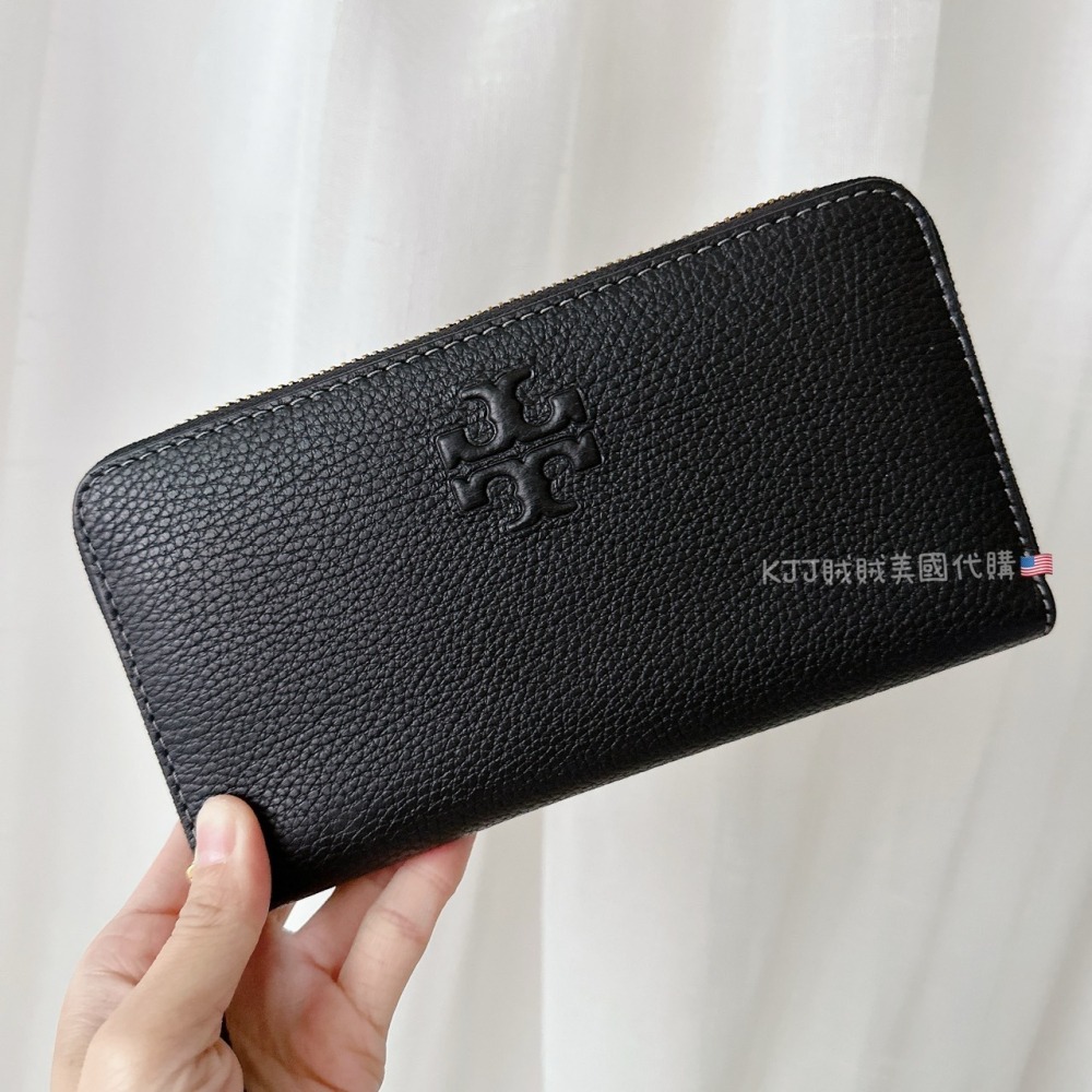 【Tory Burch】TB THEA 浮雕 LOGO 荔枝 皮革 大十字 長夾 (附活動卡夾)-細節圖2