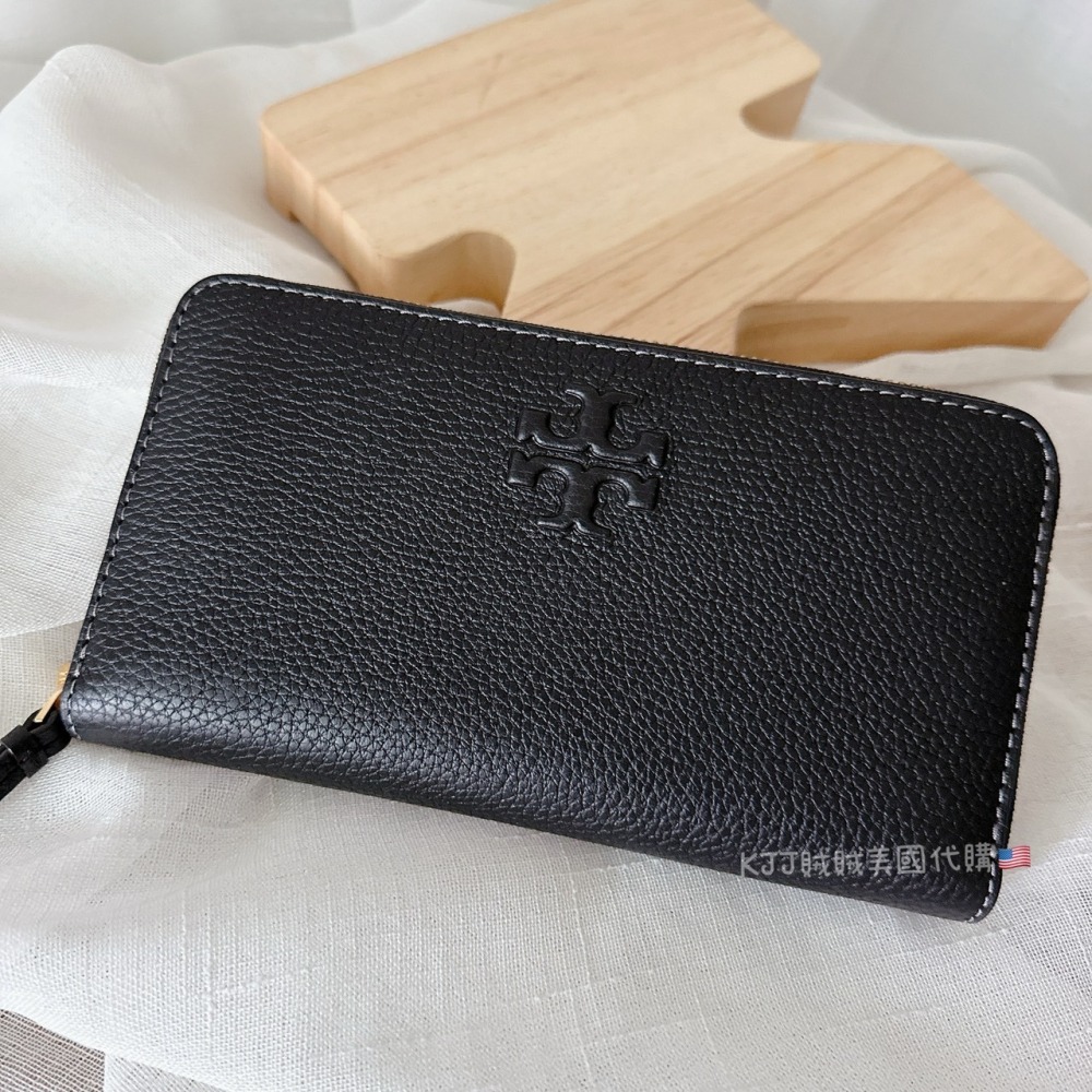 【Tory Burch】TB THEA 浮雕 LOGO 荔枝 皮革 大十字 長夾 (附活動卡夾)-細節圖3