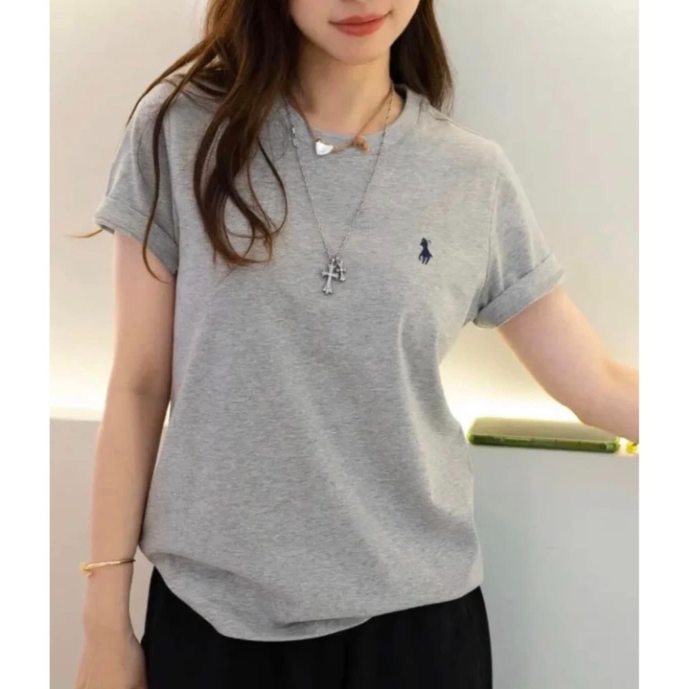 【POLO】小馬短袖大童款灰-L