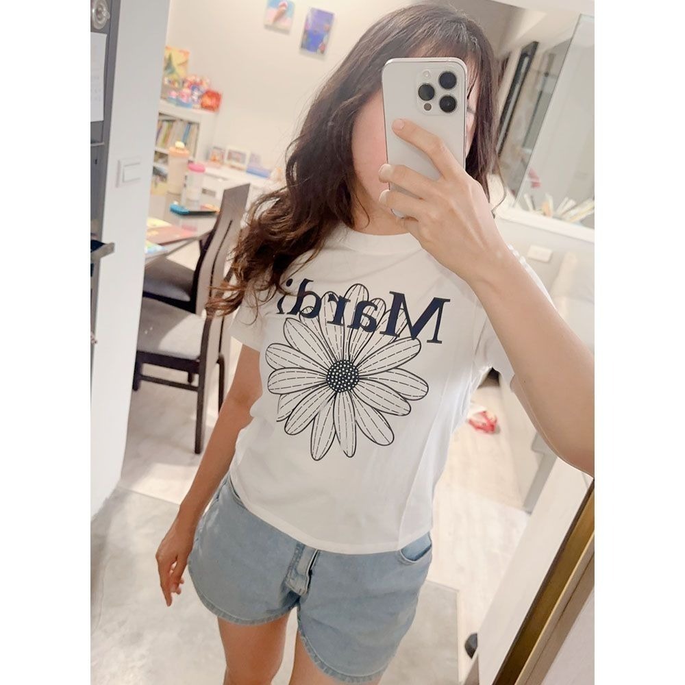 【MARDI MERCREDI】臘腸狗 正常版 / 花花 短版 合身短版 T恤 短T-細節圖2