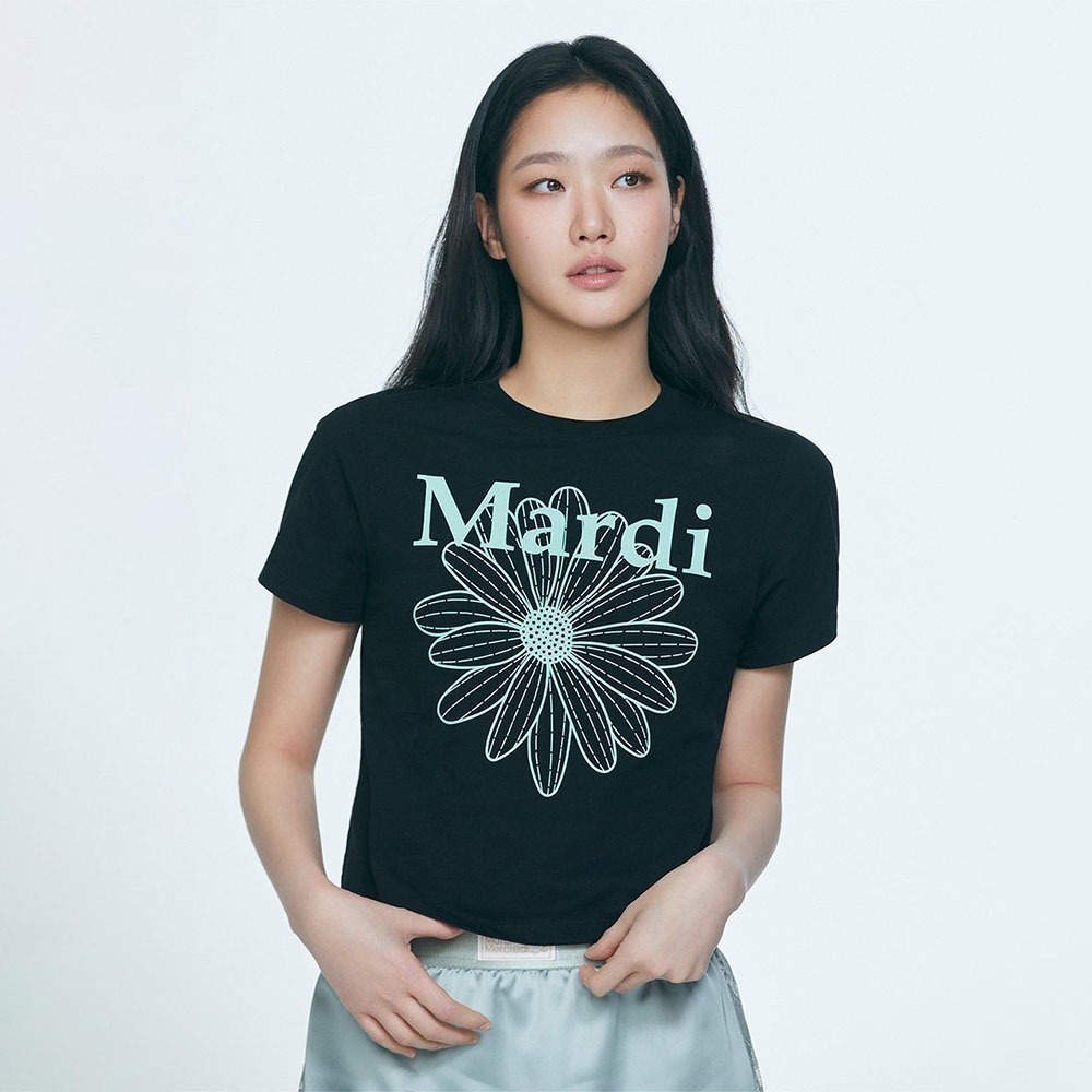 【MARDI MERCREDI】短版花~B黑底薄荷