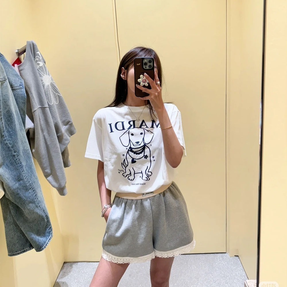 【MARDI MERCREDI】臘腸狗 正常版 / 花花 短版 合身短版 T恤 短T-規格圖11