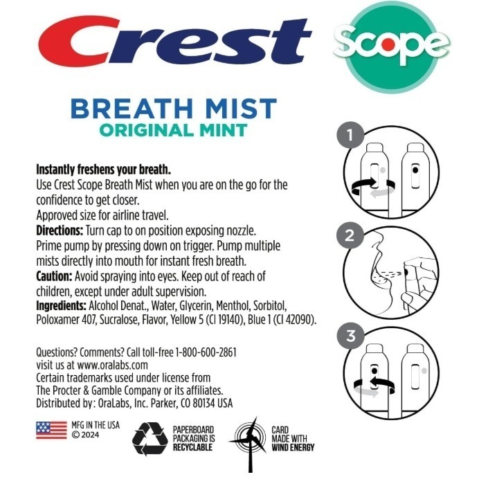 💨 美國爆賣！Crest x Scope 超涼感薄荷口氣噴霧 4入組 💨-細節圖5