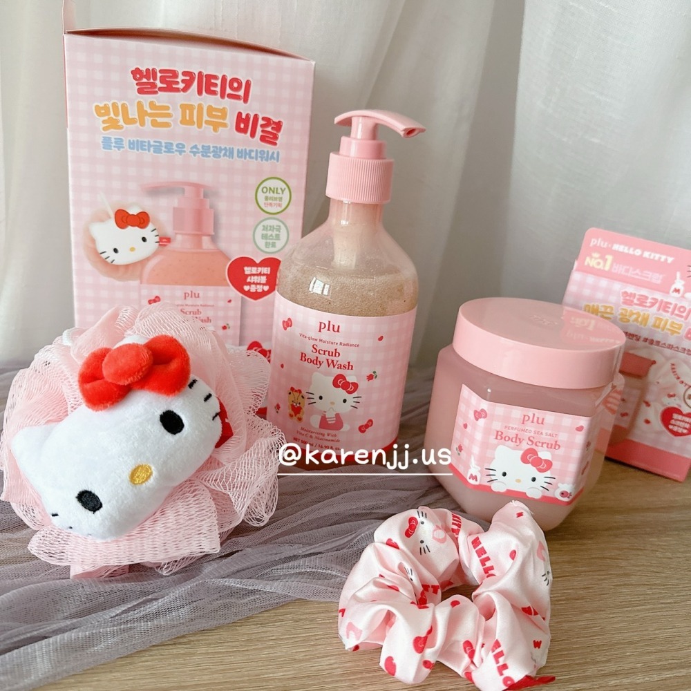 🌸【PLU × Hello Kitty 】聯名登場！ 🌸香氛 海鹽 身體 磨砂膏 / 身體磨砂 沐浴乳-細節圖7