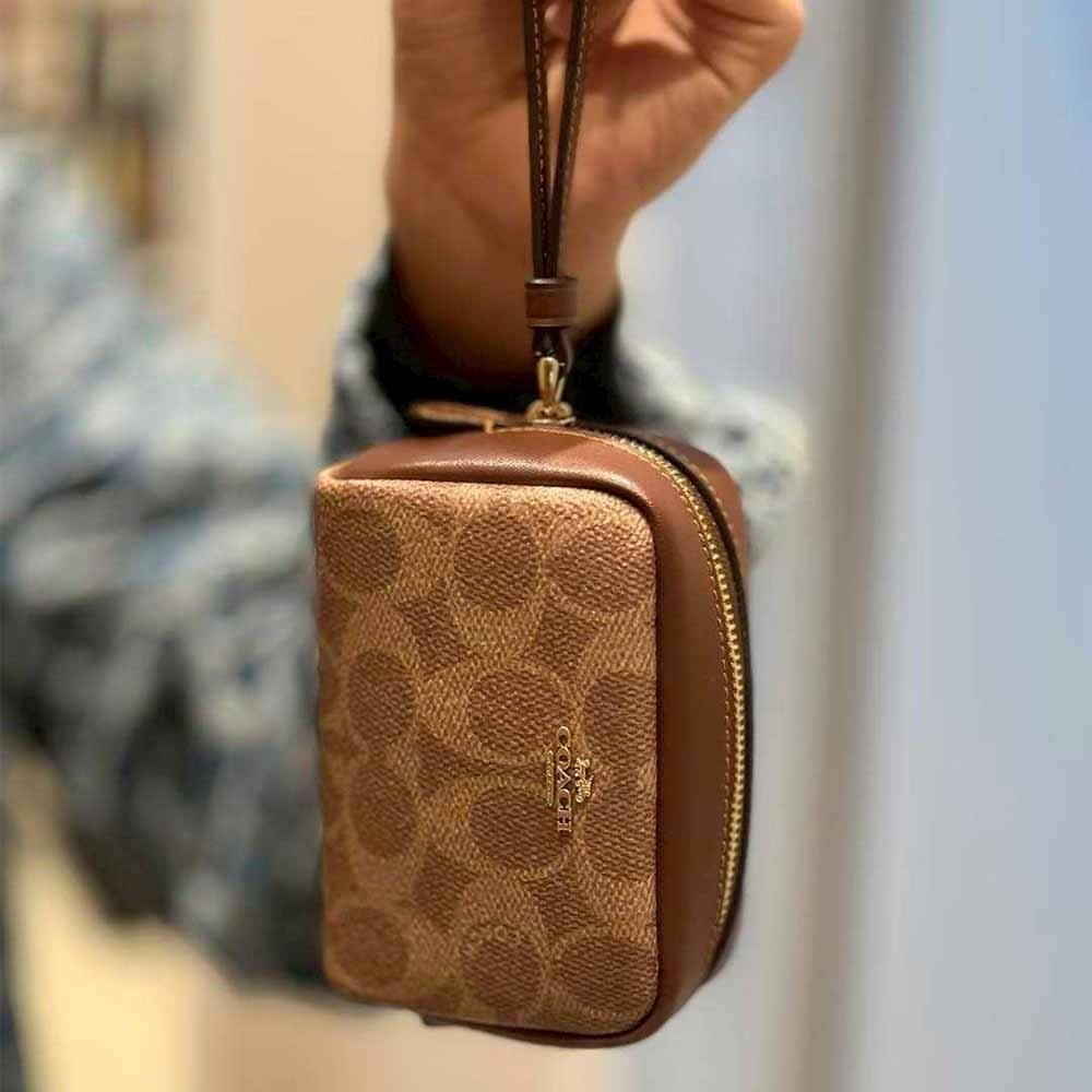 【coach】手提 小零錢包~老花咖-細節圖2