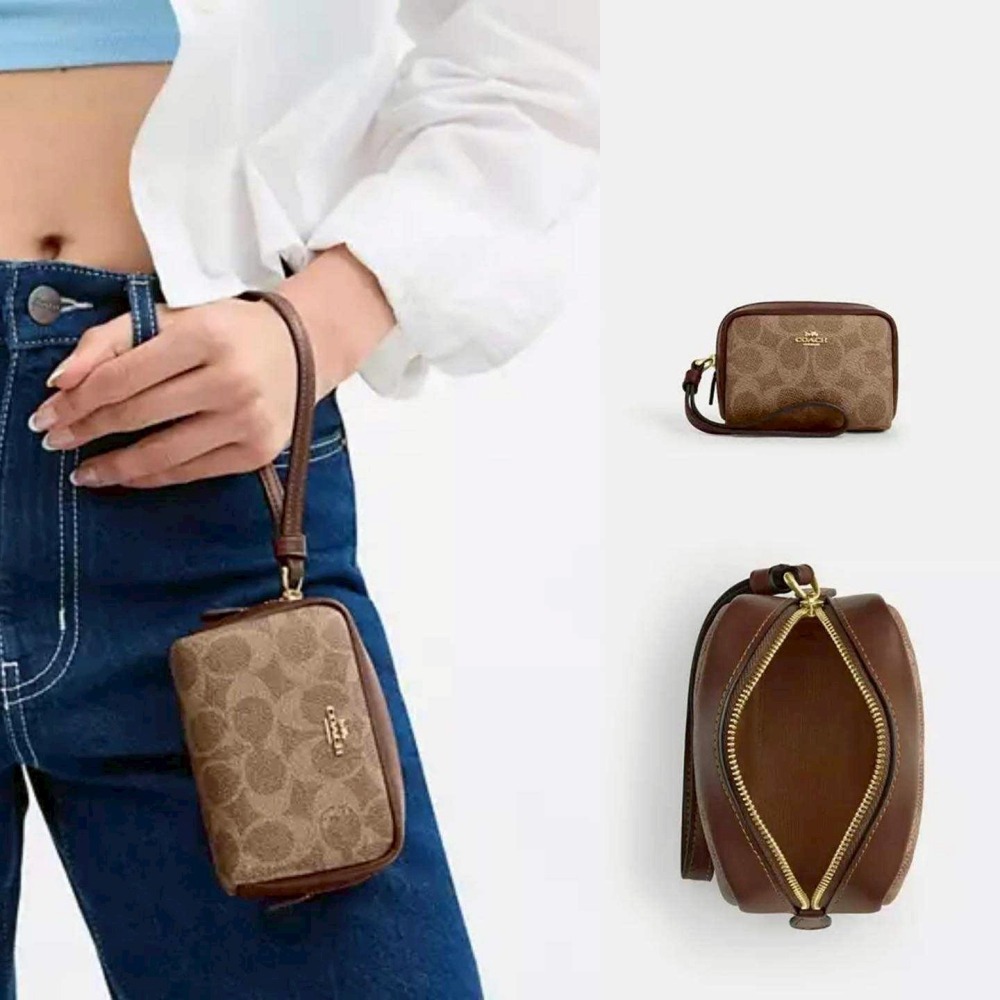 【coach】手提 小零錢包~老花咖-細節圖4