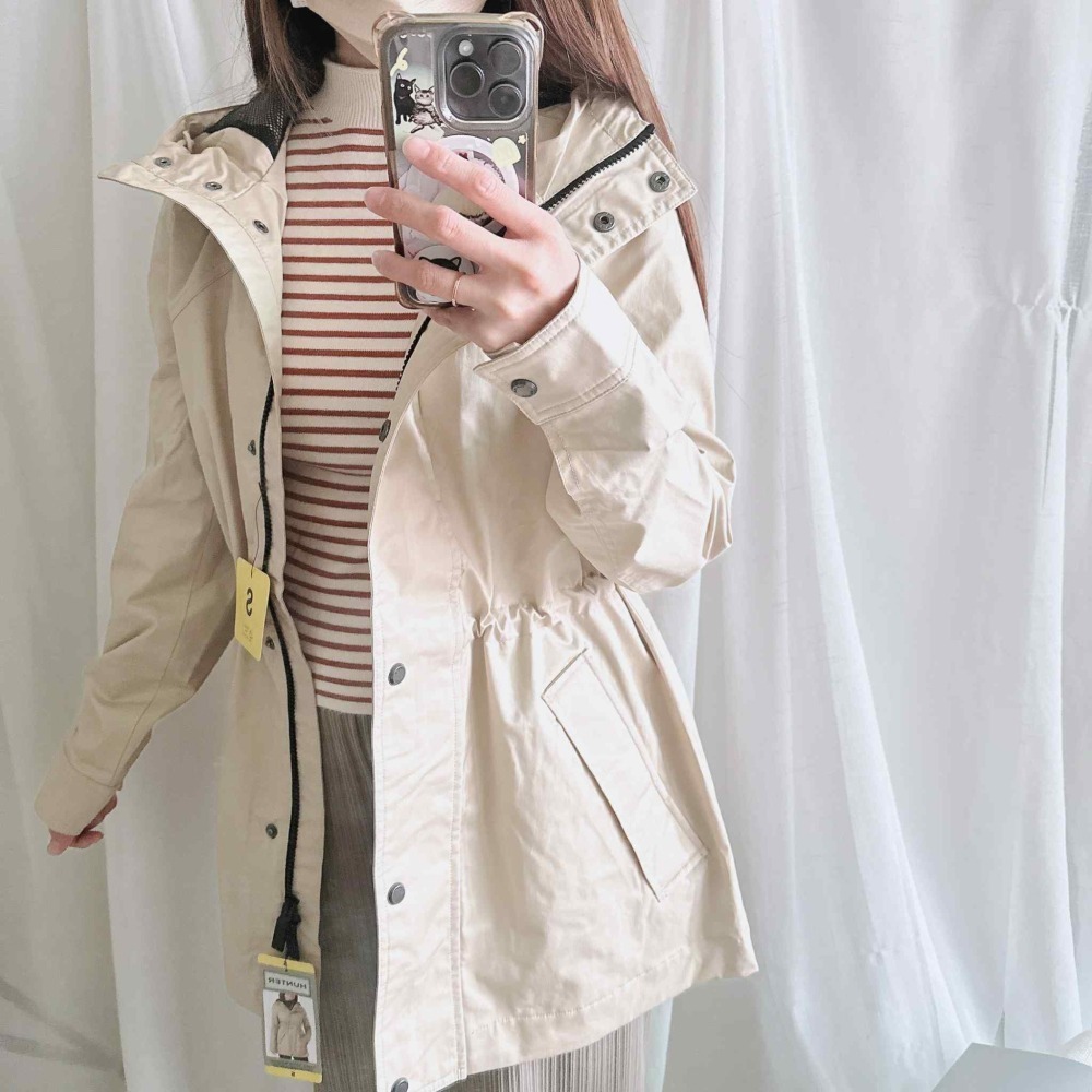 【Hunter】 女款 卡其 防風 外套    尺寸偏大 建議小一號拿-細節圖4