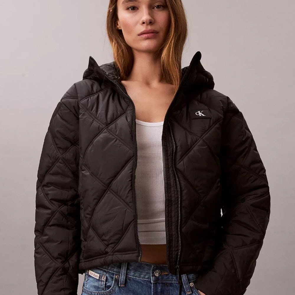 【CK】 Calvin Klein 菱格紋連帽短版外套     版型偏大 建議小一號拿-細節圖2