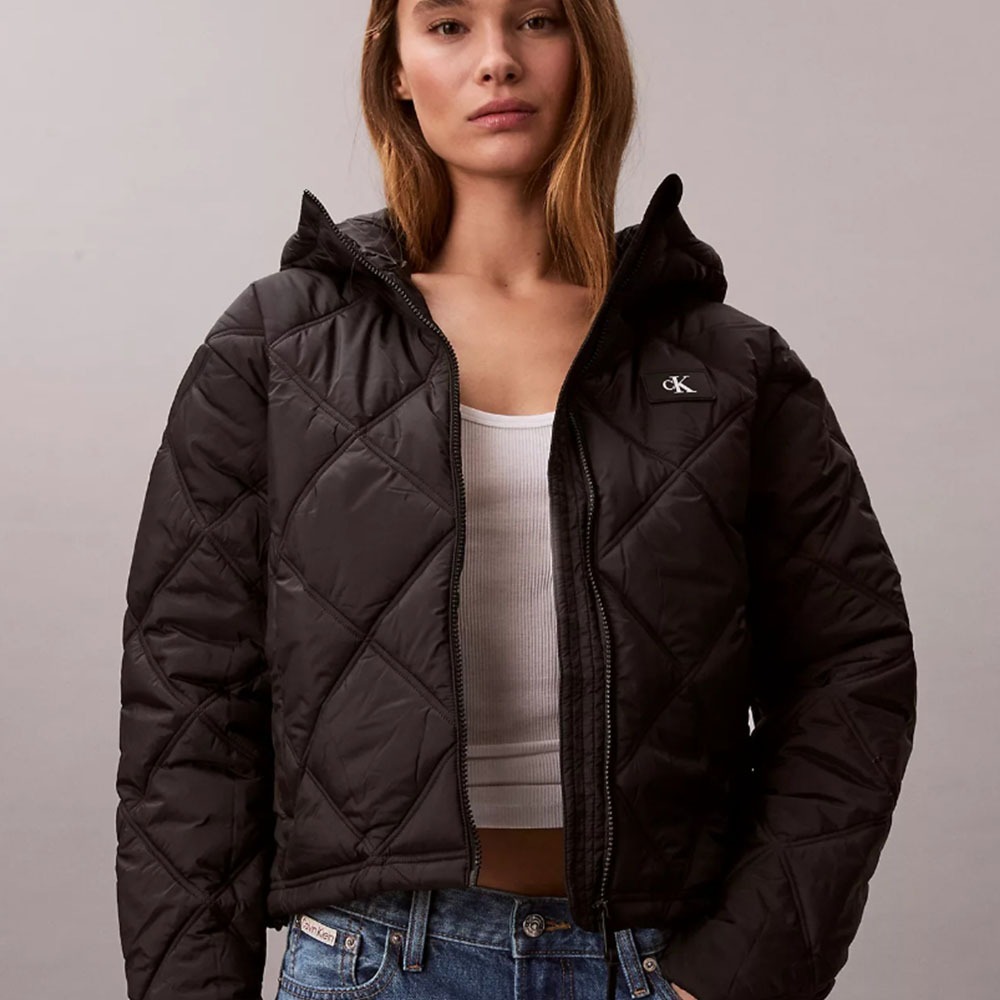 【CK】 Calvin Klein 菱格紋連帽短版外套     版型偏大 建議小一號拿-細節圖2