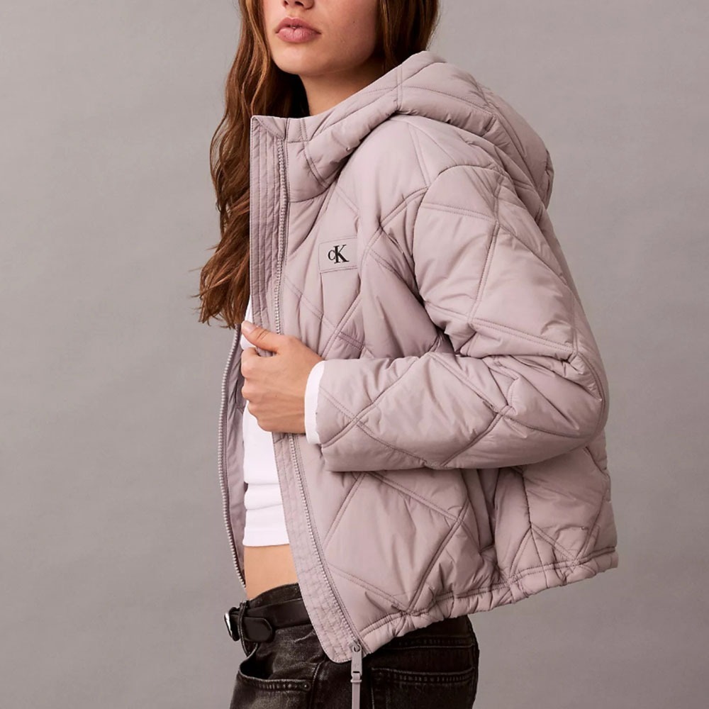 【CK】 Calvin Klein 菱格紋連帽短版外套     版型偏大 建議小一號拿-細節圖4