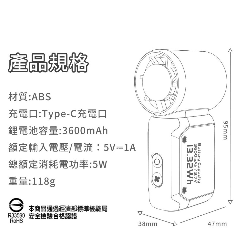 【WONDER】製冷手持高速風扇WH-FU37-細節圖11