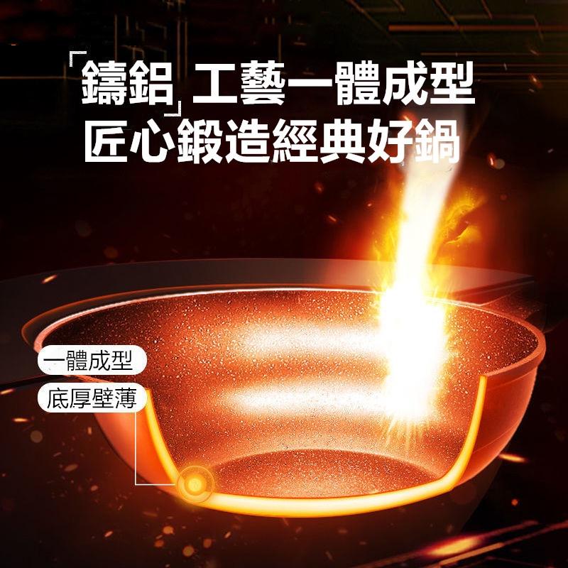 真金剛麥飯石不沾鍋 🔥真便宜現貨🔥32cm/34cm平底耐磨煎炒耐用設計 贈木鏟鍋蓋 不需養鍋 堅實耐用 炒菜鍋 煎鍋-細節圖5