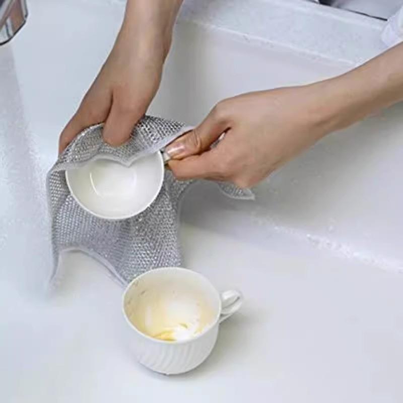 銀絲抹布🔥真便宜🔥鋼絲洗碗布 鋼絲球抹布 魔術洗碗布 不沾油抹布 神奇抹布 免洗抹布 廚房清潔布-細節圖2